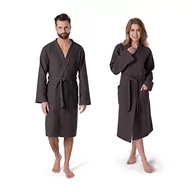 Szlafroki damskie - Möve Kimono Homewear szlafrok z waflowego materiału pique, szary, M 276120663843_M - miniaturka - grafika 1