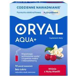 Oryal Aqua+ Wiśnia z Nutą Wanilii, bez cukru, 14 saszetek - Układ pokarmowy - miniaturka - grafika 1