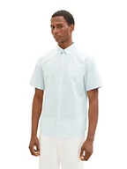 Koszule męskie - TOM TAILOR Męska koszula z krótkim rękawem z kieszenią na piersi, 31832 - Turquoise Off White Structure, 3XL - miniaturka - grafika 1
