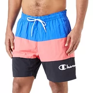 Spodenki damskie - Champion Męskie Legacy Szorty plażowe AC Color Block Kąpielówki (Kobalt Niebieski/Różowy Cyklamen/Czarny), XXL - miniaturka - grafika 1