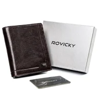 Portfele - Duży, klasyczny portfel męski z naturalnej skóry z technologią RFID - Rovicky - miniaturka - grafika 1