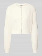 Swetry damskie - Kurtka z dzianiny z listwą guzikową - miniaturka - grafika 1