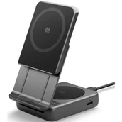 Ładowarki do telefonów - Ładowarka indukcyjna SPIGEN Essential EF302MOQ Qi2.2 2w1 MagSafe Czarny - miniaturka - grafika 1