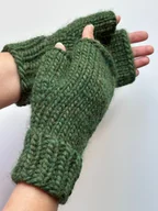 Rękawiczki - Mitenki wełniane - zielone - miniaturka - grafika 1