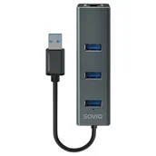 Kable komputerowe i do monitorów - SAVIO AK-58 3-PORTOWY HUB USB-A Z ADAPTEREM RJ-45 - miniaturka - grafika 1