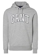 Bluzy męskie - Gant - Męska bluza z kapturem, szary - miniaturka - grafika 1
