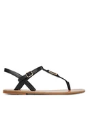 Sandały damskie - Tommy Hilfiger Sandały Leather Thong Sandal FW0FW09127 Czarny - miniaturka - grafika 1