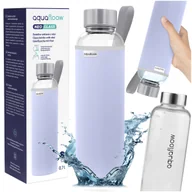 Shakery i bidony sportowe - AquaFloow butelka na wodę 700 ml fioletowe etui szklana butelka na wodę - miniaturka - grafika 1