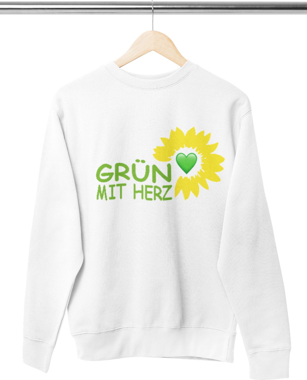 Saying Alliance 90 / The Greens Zielony sweter męski z kwiatem serca S-XXXL