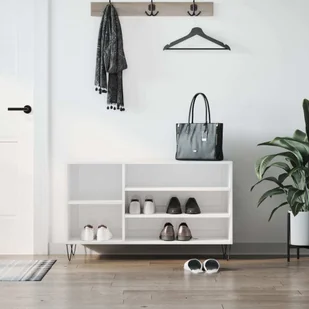Biały stojak na buty o wysokim połysku 102x36x60 cm materiał drewnopochodny - Szafki na buty - miniaturka - grafika 1