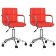 Krzesła - vidaXL Obrotowe krzesła stołowe 2 szt. czerwone sztuczna skóra 334823 - miniaturka - grafika 1
