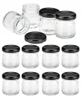 Pojemniki kuchenne - Słoiki słoiczki 40 mm x12 szt z czarnymi zakrętkami na przyprawy miód dżemy - miniaturka - grafika 1