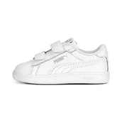 Buty dla dziewczynek - PUMA Trampki dziecięce Smash 3.0 Leather V, Multicolor Puma White Cool Light Gray, 24 EU - miniaturka - grafika 1