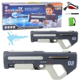 Karabin na wodę elektryczny szary 42cm Leantoys - Zabawki militarne - miniaturka - grafika 1