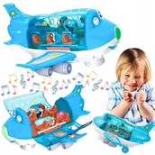 Samoloty i helikoptery - Samolot ZABAWKA INTERAKTYWNA rozkładany dla dzieci dźwięk światło otwierany - miniaturka - grafika 1