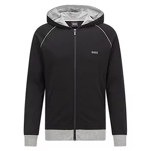 Boss Mix&Match kurtka męska z kapturem ze stretchu, bawełna, z lamówkami i logo, czarny (Black1), S - Kurtki męskie - miniaturka - grafika 1