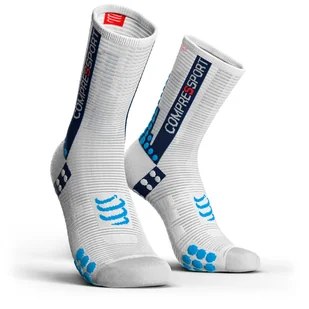 COMPRESSPORT skarpetki rowerowe ProRacing Socks V3.0 Bike biało-niebieskie - Skarpetki sportowe męskie - miniaturka - grafika 1