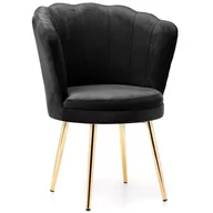Krzesła - Krzesło muszelka czarne GAMZE welur #28, złote nogi - miniaturka - grafika 1