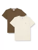 Koszulki męskie - Tommy Jeans Dzianinowe topy męskie S/S, Papier gazetowy/ciemnozielony oliwkowy, M - miniaturka - grafika 1
