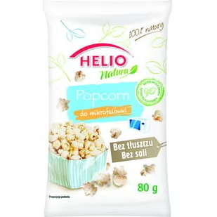 HELIO Popcorn do mikrofalówki Natura bez tłuszczu i soli 80g Helio - Inne przekąski suche - miniaturka - grafika 1