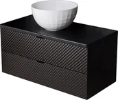 Szafki łazienkowe - Szafka łazienkowa wisząca z umywalką 100 cm szklane fronty czarny uchwyt Glow Gante - miniaturka - grafika 1