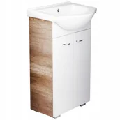 Szafki łazienkowe - Deftrans Szafka z umywalką łazienkowa zestaw biały i dąb - miniaturka - grafika 1