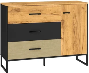Komoda COLT 06 1D3S 120 dąb złoty craft/czarna ML MEBLE - Komody - miniaturka - grafika 1