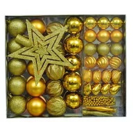 Bombki - Zestaw 50 dekoracji plastikowych bombki korale gwiazda złote - miniaturka - grafika 1