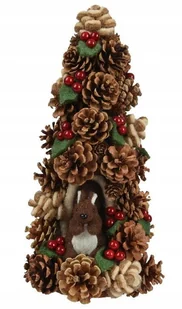 Świąteczna choinka z szyszek z filcowymi dekoracjami 17x35cm - Ozdoby bożonarodzeniowe - miniaturka - grafika 1