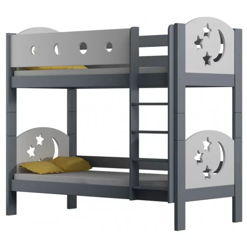 Szare dziecięce łóżko piętrowe rozkładane na 2 - Mimi 3X 160x80 cm