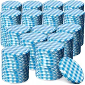 Pojemniki kuchenne - Metalowe wieczka do słoików Virbo 200 szt. 82mm "Niebieska Krata" - miniaturka - grafika 1