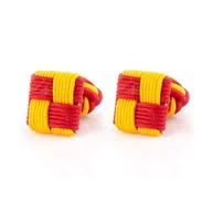 Spinki do mankietów i krawatów - Spinki supełki jedwabne czerwono-żółty EM 2 - EM Men's Accessories - miniaturka - grafika 1