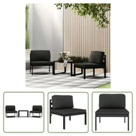 Meble ogrodowe - The Living Store 3-cz. zestaw wypoczynkowy z poduszkami - aluminium - antracytowy - Zestaw Sof Ogrodowych - miniaturka - grafika 1