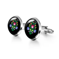 Spinki do mankietów i krawatów - Folkowe czarne - spinki do mankietów - miniaturka - grafika 1