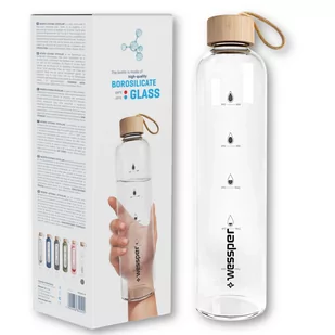 Wessper Activemax Crystalline 1L Szklana butelka motywacyjna z burgundowym etui - Butelki filtrujące - miniaturka - grafika 4