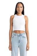 Koszulki i topy damskie - DeFacto Damski top typu crop top, sportowy top damski, modny top damski, sportowy styl, wszechstronne łączenie, biały, M - miniaturka - grafika 1