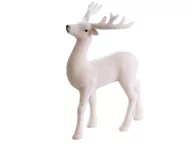 Ozdoby bożonarodzeniowe - Renifer świąteczny stojący biały flokowany 21 cm - miniaturka - grafika 1