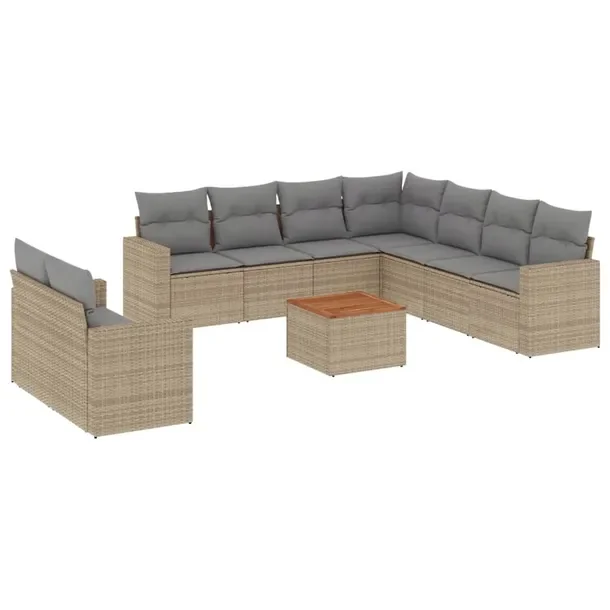 Zestaw mebli ogrodowych beżowy, rattan PE, wymiary: 65,5 x 62 x 69 cm