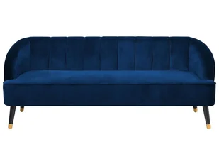 Beliani Sofa trzyosobowa welur kobaltowa ALSVAG - Sofy i kanapy - miniaturka - grafika 1