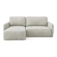 Narożniki - Kremowy narożnik rozkładany z tkaniny szenilowej ze schowkiem (lewostronny/z szezlongiem) Lilo – Makamii - miniaturka - grafika 1