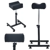 Meble kosmetyczne - Podnóżek do fotela pedicure regulowana wysokość stojak czarny podłokietnik SPA - miniaturka - grafika 1