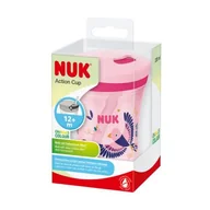 Kubki dla dzieci - NUK Action Cup Kubek niekapek z silikonową słomką 12m+ różowy, 230ml - miniaturka - grafika 1