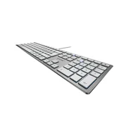 Klawiatury - CHERRY KC 6000 Slim Uniwersalne USB AZERTY Belgijski Srebrny, Biały JK-1600BE-1 - miniaturka - grafika 1