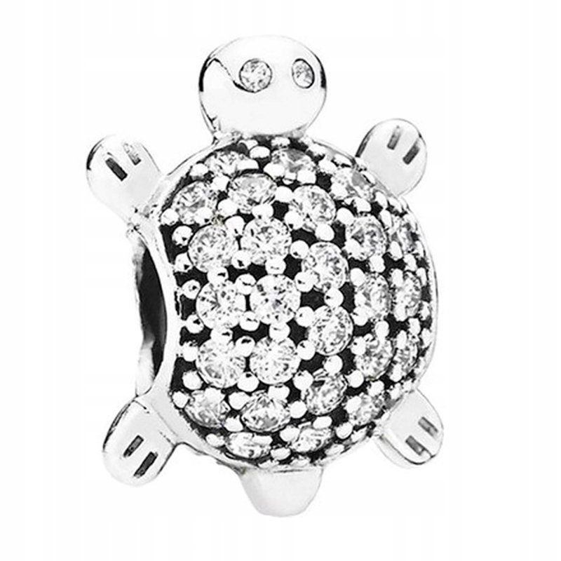 Charms Srebrny Żółw Żółwik z Cyrkoniami Żółwiem Turtle Koralik SREBRO 925