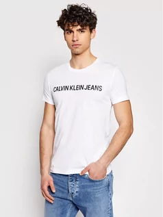 Koszulki męskie - Calvin Klein Jeans T-Shirt Core Institutional Logo J30J307855 Biały Regular Fit - grafika 1