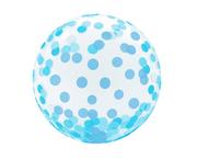 Baby shower i roczek - Godan Balon kryształowy z nadrukiem niebieskiego konfetti  - 45 cm - 1 szt. KR-18NG - miniaturka - grafika 1