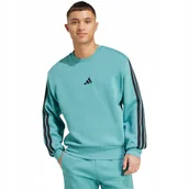 Bluzy męskie - Bluza męska adidas Essentials 3-Stripes Fleece turkusowa JX0701 S - miniaturka - grafika 1