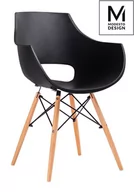 Fotele - Modesto Design MODESTO fotel FORO czarny - podstawa bukowa PW007.BLACK - miniaturka - grafika 1