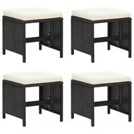 Fotele i krzesła ogrodowe - vidaXL Stołki ogrodowe z poduszkami 4 szt. polirattan czarne 316748 - miniaturka - grafika 1