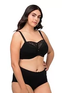 Biustonosze - Ulla Popken Damski duże rozmiary plus size biustonosz z fiszbinami, koronka, miękkie miseczki, Cup B - E 809622, czarny, 105D - miniaturka - grafika 1